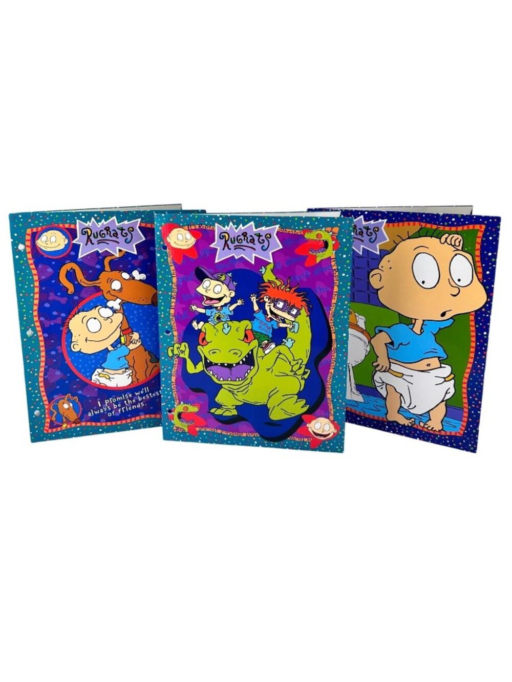 Rugrats Vintage Set of 3 School Paper Folders Tommy 90s Reptar Nickelodeon